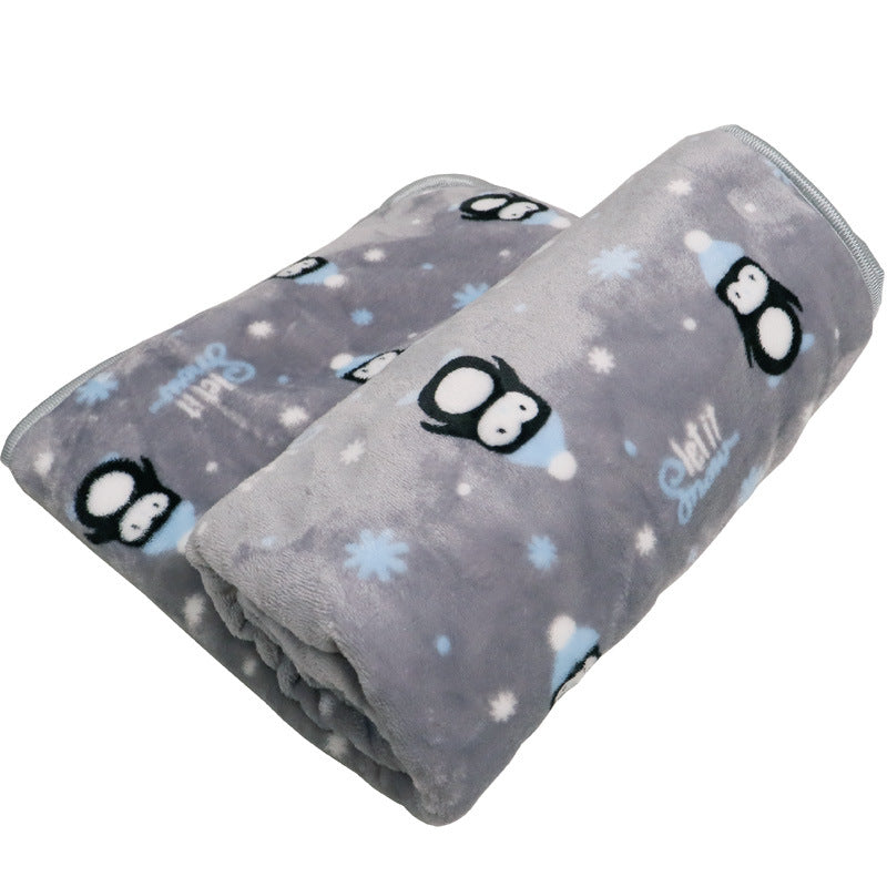 KFX-7822909 Cartoon Printed Flannel Coral Pet Blanket - Available in Various Designs and Sizes