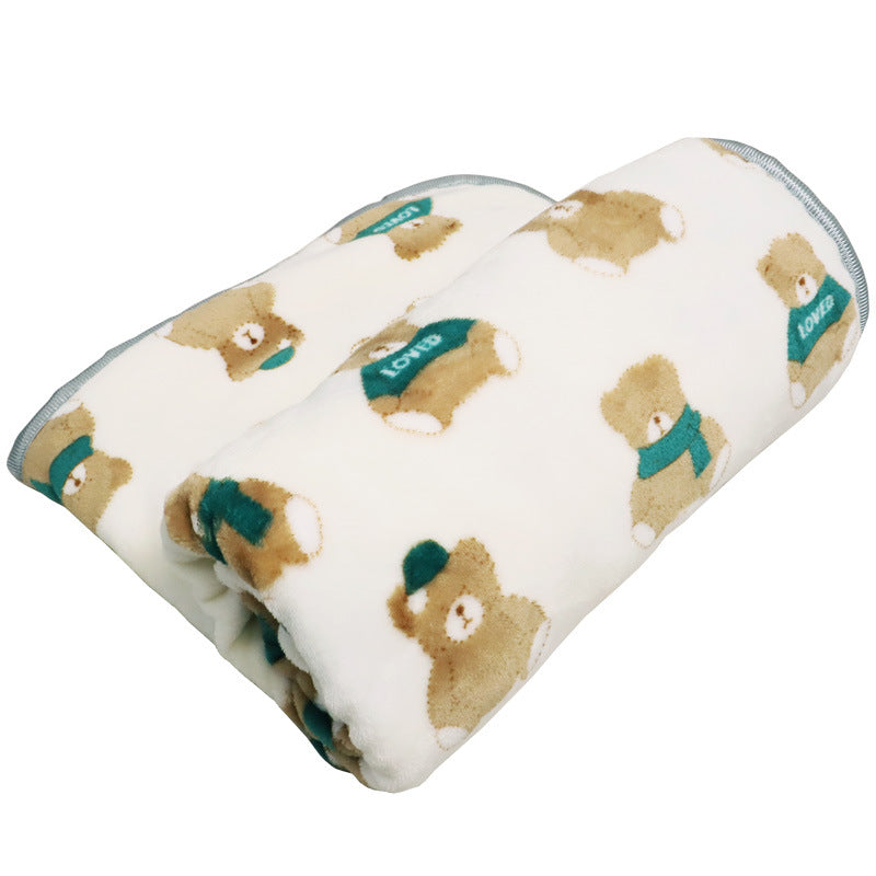 KFX-7822909 Cartoon Printed Flannel Coral Pet Blanket - Available in Various Designs and Sizes