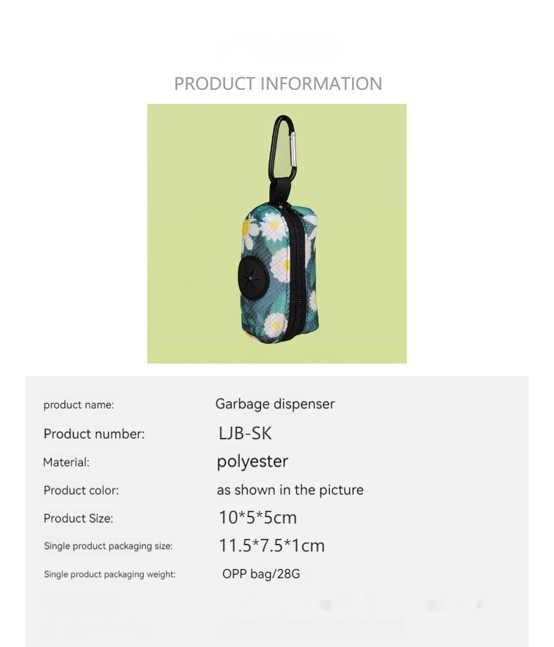 KFX-7823293 Pet Travel Dog Waste Dispenser with Storage in Daisy and Leopard Print