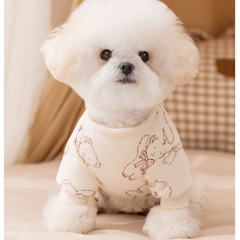 KFX-7825597 Cozy Bear Printed Cotton Jumpsuit for Small and Medium Dogs, Perfect for Autumn and Winter