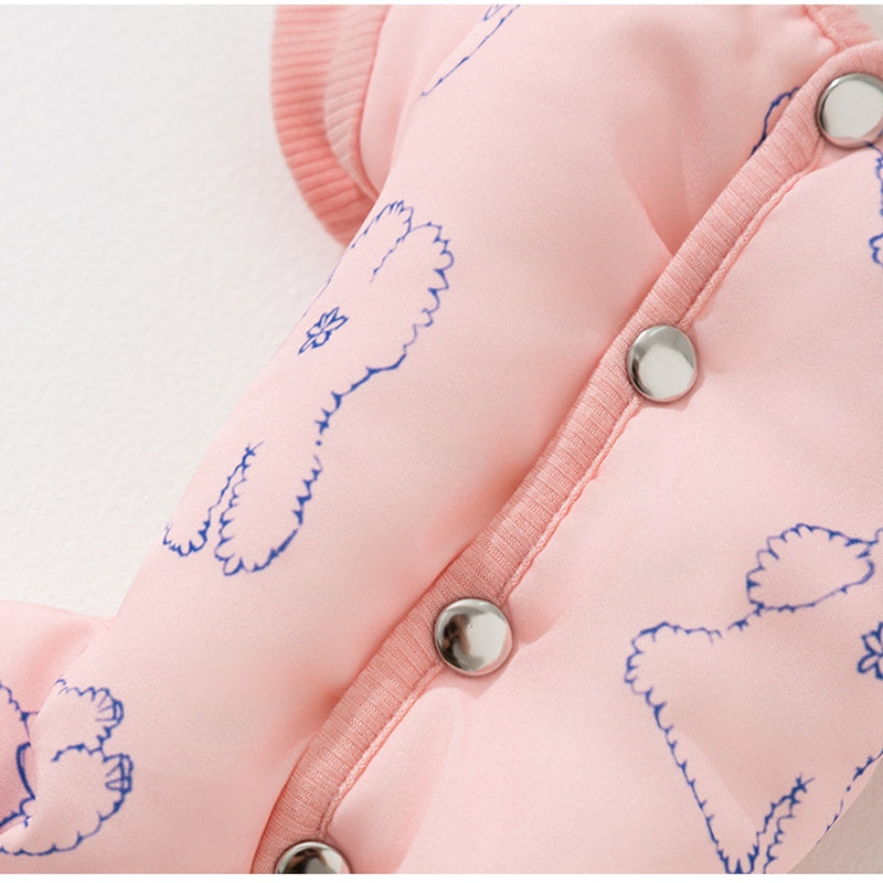 KFX-7825597 Cozy Bear Printed Cotton Jumpsuit for Small and Medium Dogs, Perfect for Autumn and Winter