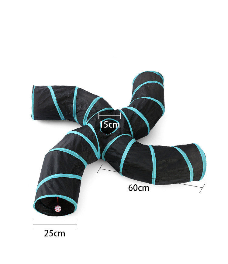KFX-7825853 Collapsible Pet Tunnel S-Type Four-Way Cat Play Tent