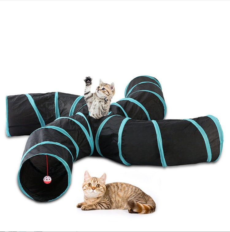 KFX-7825853 Collapsible Pet Tunnel S-Type Four-Way Cat Play Tent