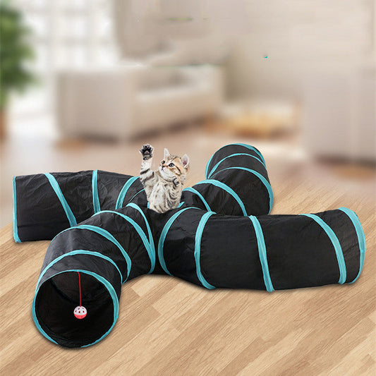 KFX-7825853 Collapsible Pet Tunnel S-Type Four-Way Cat Play Tent