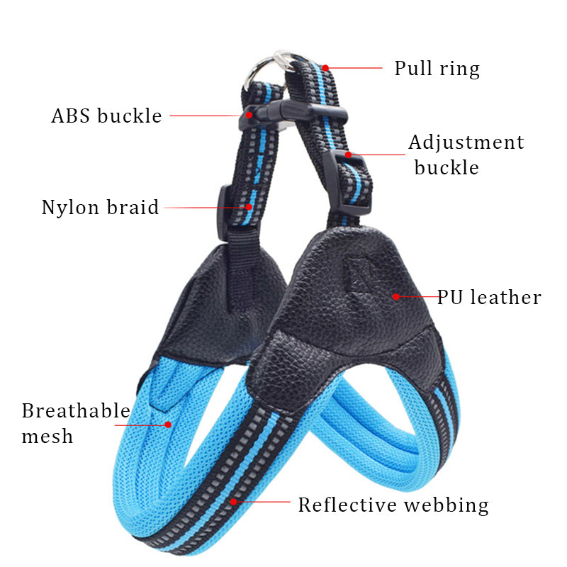 KFX-7826621 Breathable Herringbone Pet Chest Harness and Traction Rope Set, Reflective Design, Comfortable Fit for Dogs