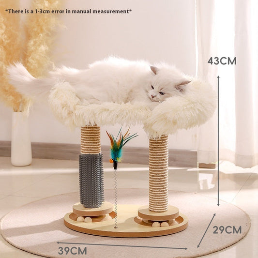 KFX-7827005 Cat Scratch Board Toy Turntable with Teasing Balls for Cats - Solid Wood Design