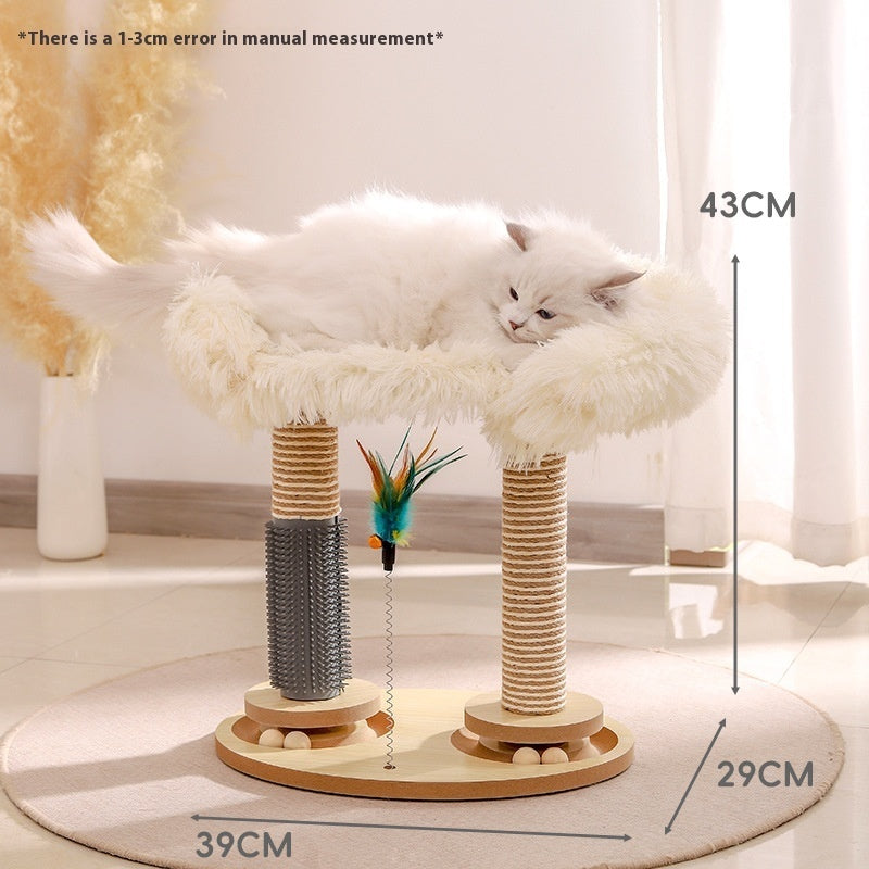 KFX-7827005 Cat Scratch Board Toy Turntable with Teasing Balls for Cats - Solid Wood Design
