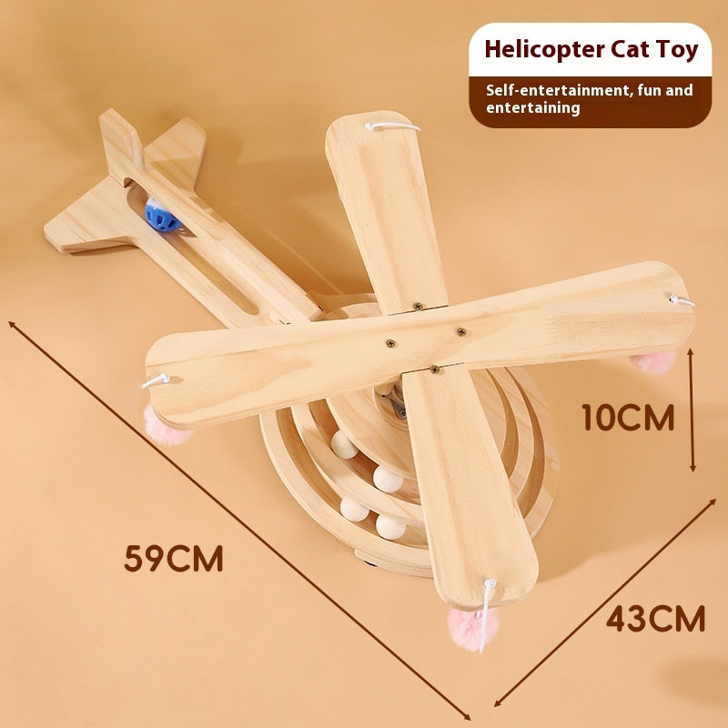 KFX-7827005 Cat Scratch Board Toy Turntable with Teasing Balls for Cats - Solid Wood Design