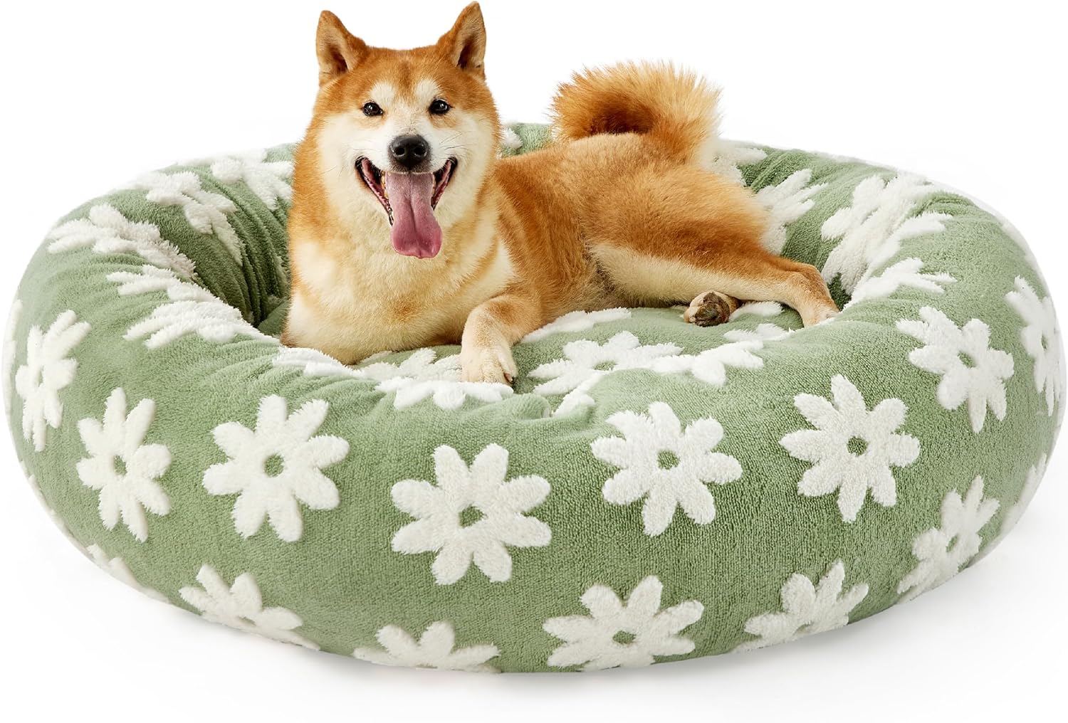 KFX-7828285 Cozy Calming Cat Bed - Round Donut Design with Shaggy Plush and Anti-Slip Base for Indoor Cats