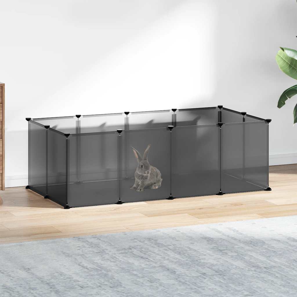 KFX-7828413 Spacious Small Animal Cage 144x74x46.5 cm with Black and Transparent Panels, PP and Steel Material