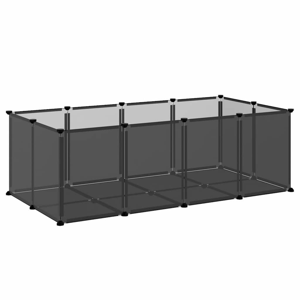 KFX-7828413 Spacious Small Animal Cage 144x74x46.5 cm with Black and Transparent Panels, PP and Steel Material