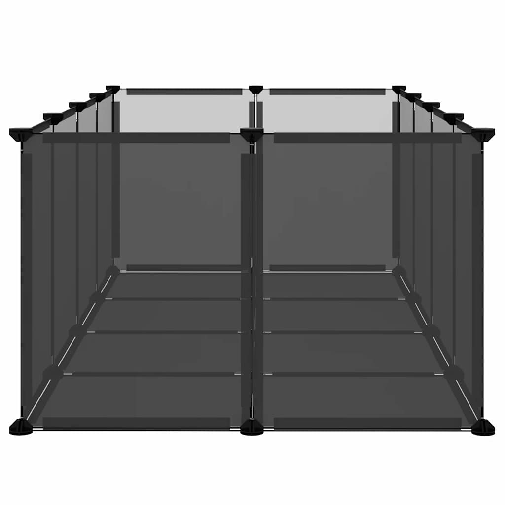KFX-7828413 Spacious Small Animal Cage 144x74x46.5 cm with Black and Transparent Panels, PP and Steel Material