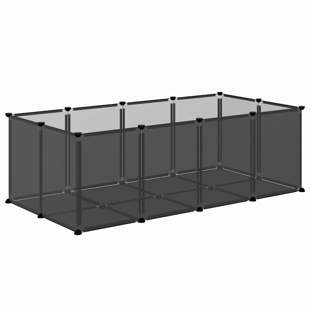 KFX-7828413 Spacious Small Animal Cage 144x74x46.5 cm with Black and Transparent Panels, PP and Steel Material