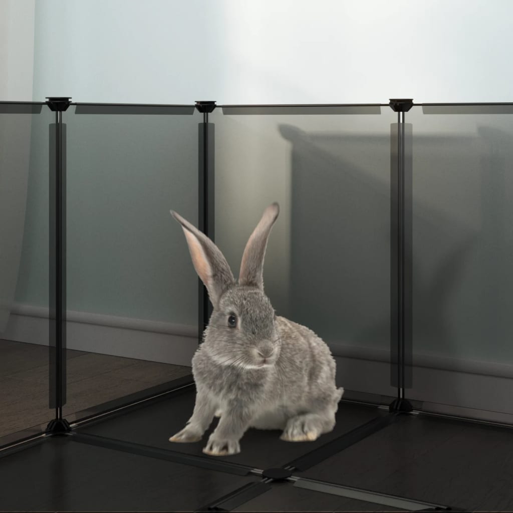 KFX-7828413 Spacious Small Animal Cage 144x74x46.5 cm with Black and Transparent Panels, PP and Steel Material