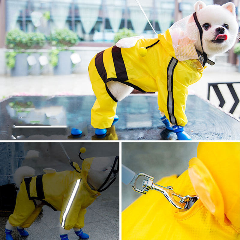 KFX-7829181 All-Inclusive Puppy Dog Raincoat - Waterproof Polyester Poncho for Pet Comfort in Various Sizes