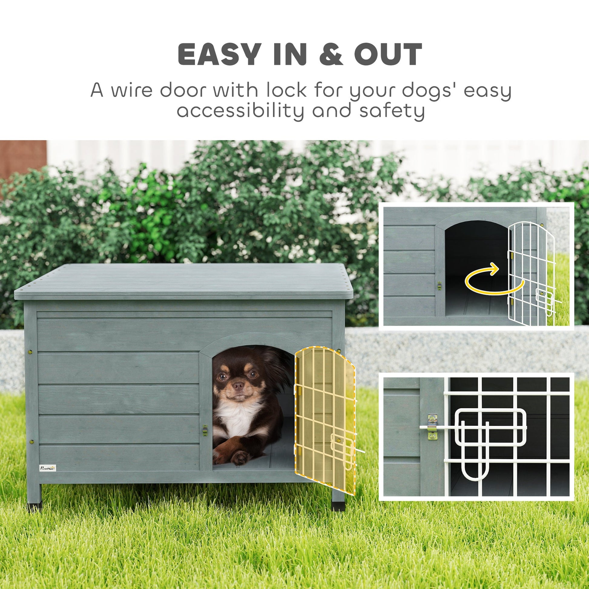 KFX-7830461 Elegant Indoor Dog Kennel with Removable Bottom, Wire Door & Lock - Fits Small Dogs Up to 22 lbs