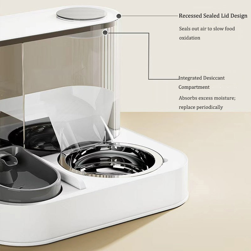 KFX-7830589 2-in-1 Automatic Cat Feeder and Water Dispenser for Dogs and Cats, 1L Water Capacity, 2L Food Capacity