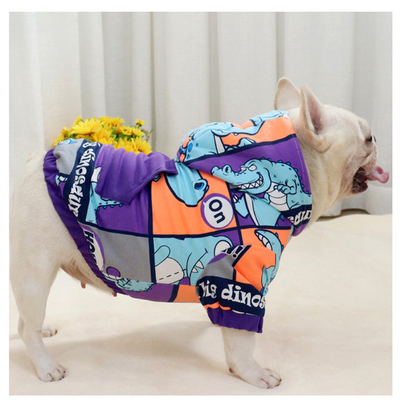 KFX-7831869 Hooded Purple Dinosaur Sweater for Dogs - Keeps Pets Warm and Stylish