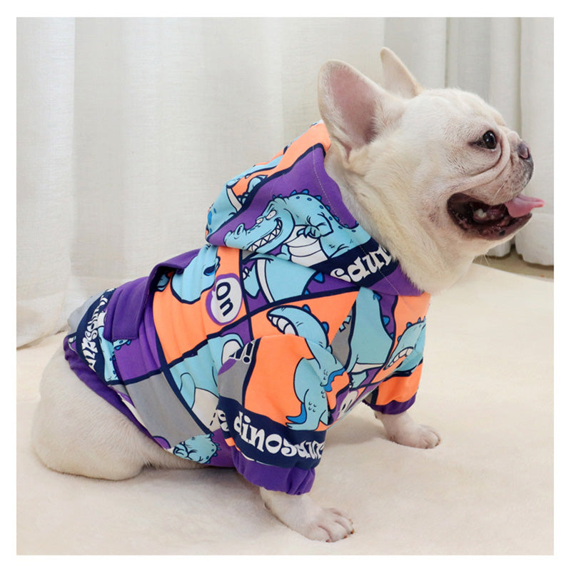 KFX-7831869 Hooded Purple Dinosaur Sweater for Dogs - Keeps Pets Warm and Stylish