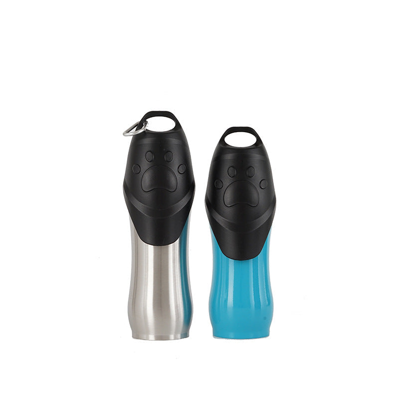 KFX-7832637 Portable Stainless Steel Pet Drinking Bottle for Cats and Dogs, Keeps Water Cool for 6-12 Hours, Available in 350/600/750ml
