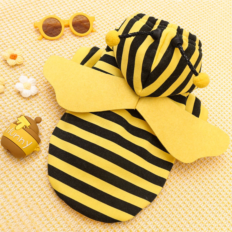 KFX-7833149 Fleece Cartoon Two-Legged Hooded Pet Outfit for Autumn and Winter