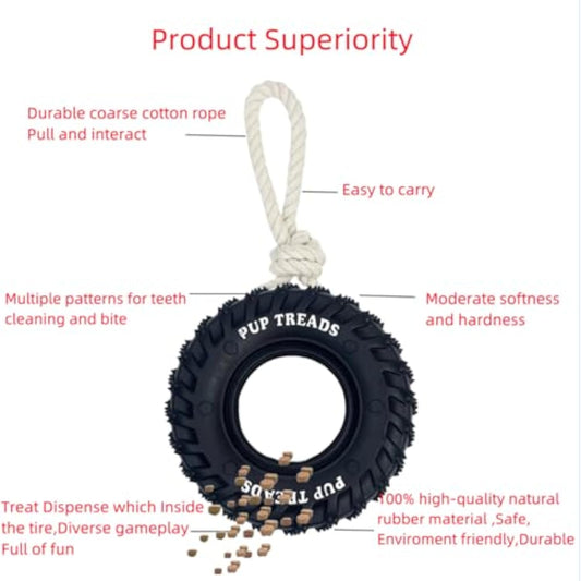 KFX-7834045 Durable Interactive Chew Toy for Large Dogs - Tough Rubber Tire Design for Anxiety Relief and Oral Health
