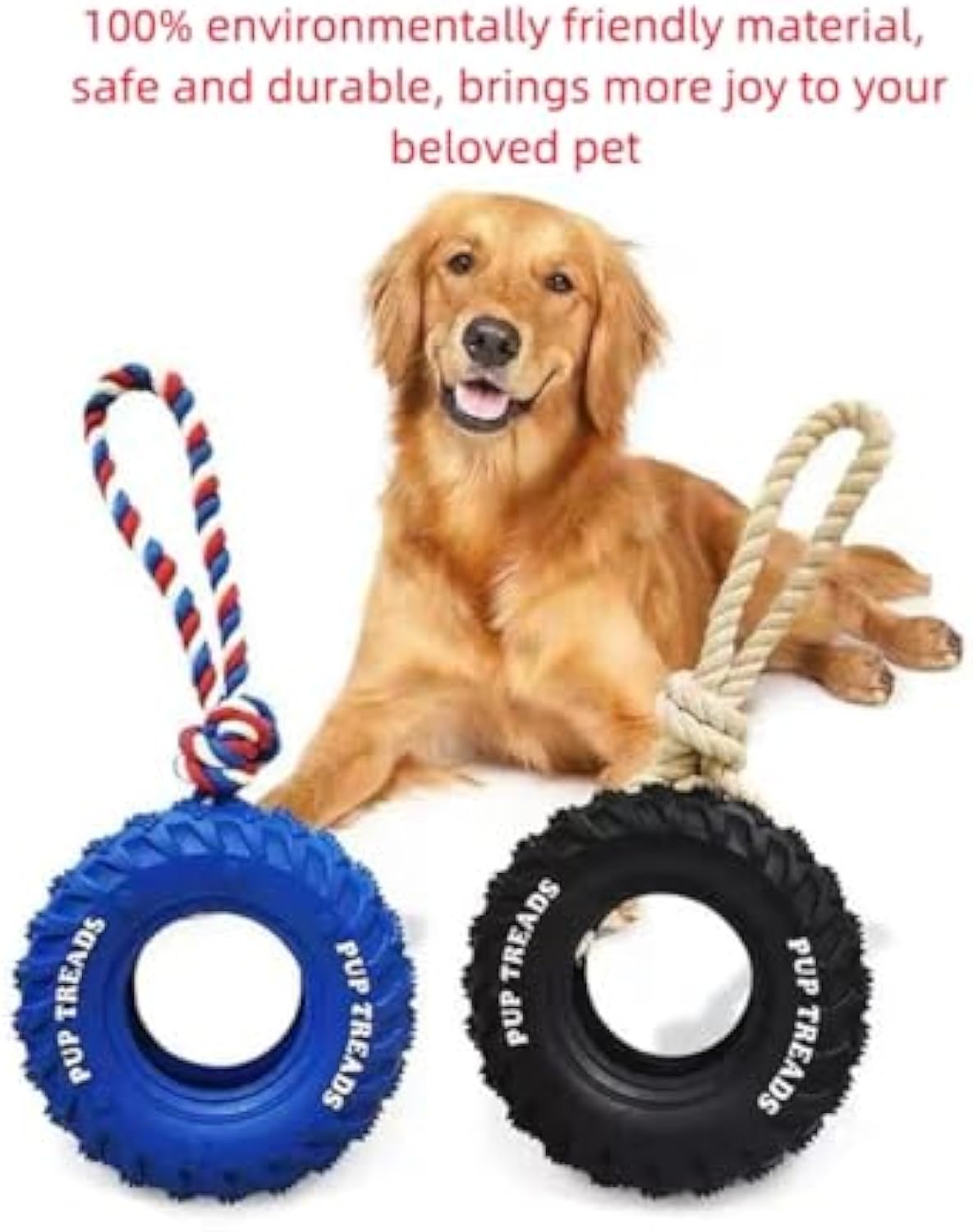KFX-7834045 Durable Interactive Chew Toy for Large Dogs - Tough Rubber Tire Design for Anxiety Relief and Oral Health