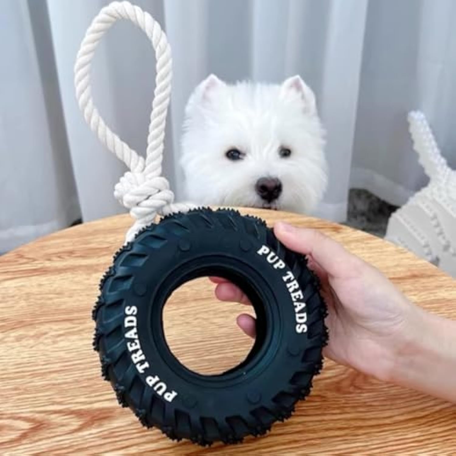 KFX-7834045 Durable Interactive Chew Toy for Large Dogs - Tough Rubber Tire Design for Anxiety Relief and Oral Health