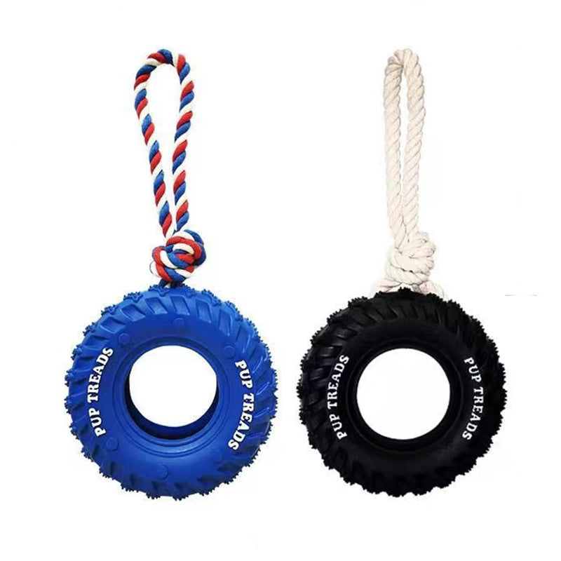 KFX-7834045 Durable Interactive Chew Toy for Large Dogs - Tough Rubber Tire Design for Anxiety Relief and Oral Health