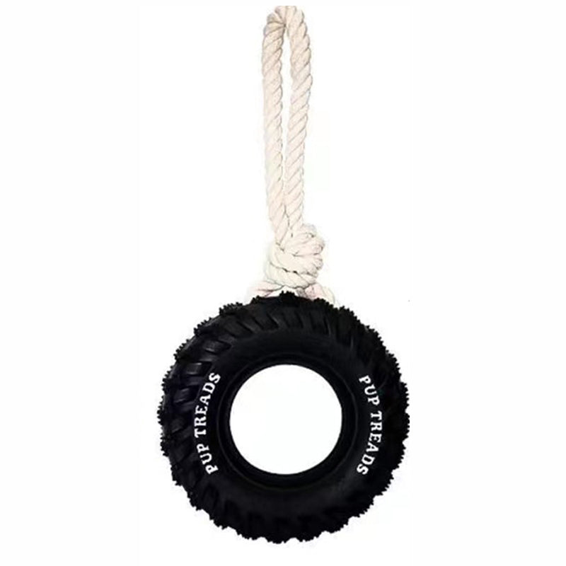 KFX-7834045 Durable Interactive Chew Toy for Large Dogs - Tough Rubber Tire Design for Anxiety Relief and Oral Health