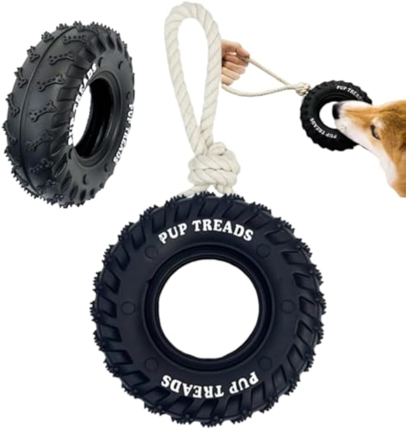KFX-7834045 Durable Interactive Chew Toy for Large Dogs - Tough Rubber Tire Design for Anxiety Relief and Oral Health