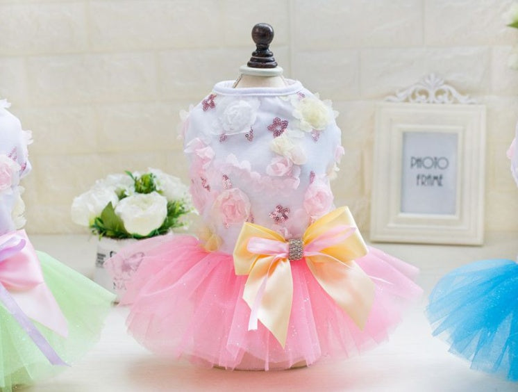 KFX-7834173 Spring-Summer Dog Tutu Dress in Cotton and Lace, Perfect for Your Princess Pup