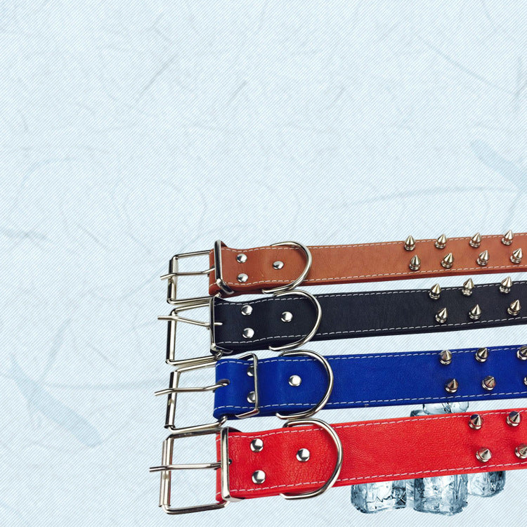 KFX-7834557 Solid Color Rivet Dog Collar for Stylish Pets - PU Material, Adjustable 43-54cm Neck Size