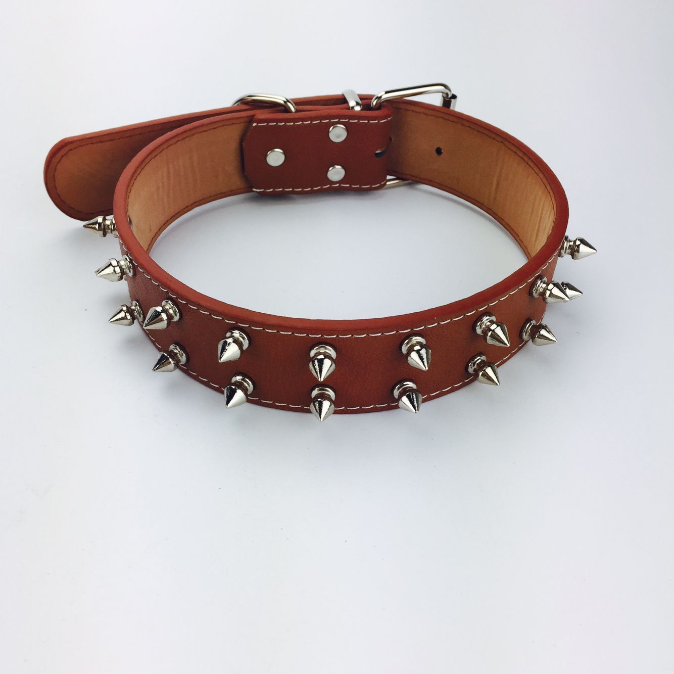 KFX-7834557 Solid Color Rivet Dog Collar for Stylish Pets - PU Material, Adjustable 43-54cm Neck Size