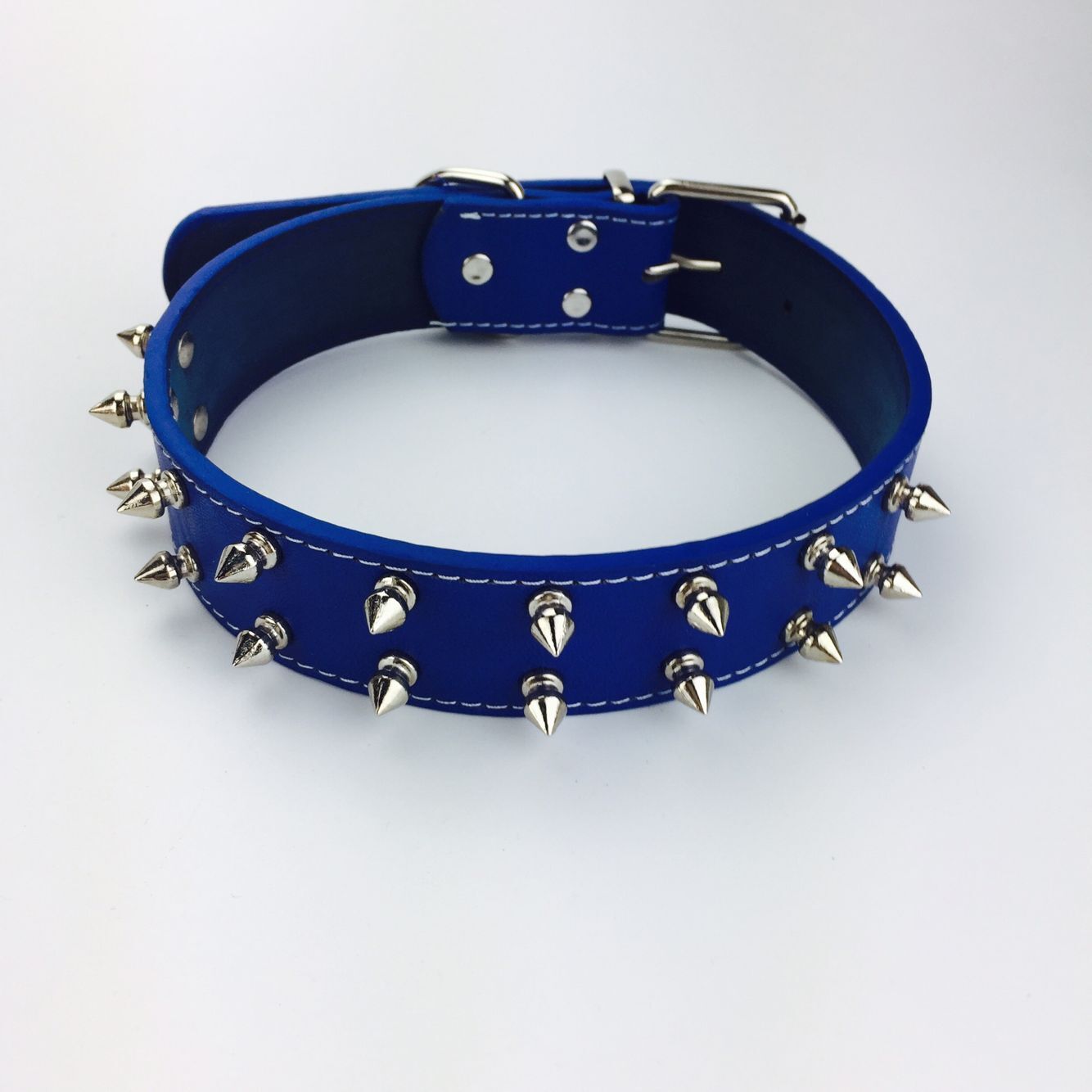 KFX-7834557 Solid Color Rivet Dog Collar for Stylish Pets - PU Material, Adjustable 43-54cm Neck Size