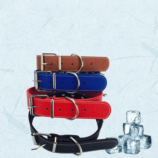 KFX-7834557 Solid Color Rivet Dog Collar for Stylish Pets - PU Material, Adjustable 43-54cm Neck Size