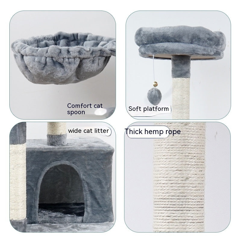 KFX-7835837 Multi-Layer Wooden Cat Climbing Platform with Plush Chamfer - 801 Light Gray or Beige