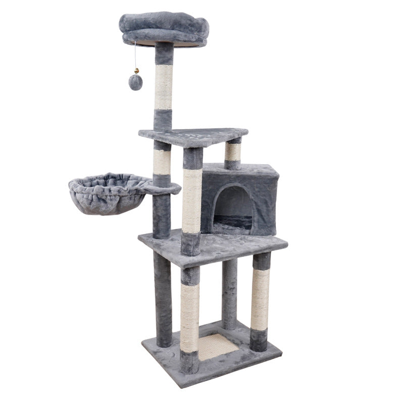 KFX-7835837 Multi-Layer Wooden Cat Climbing Platform with Plush Chamfer - 801 Light Gray or Beige