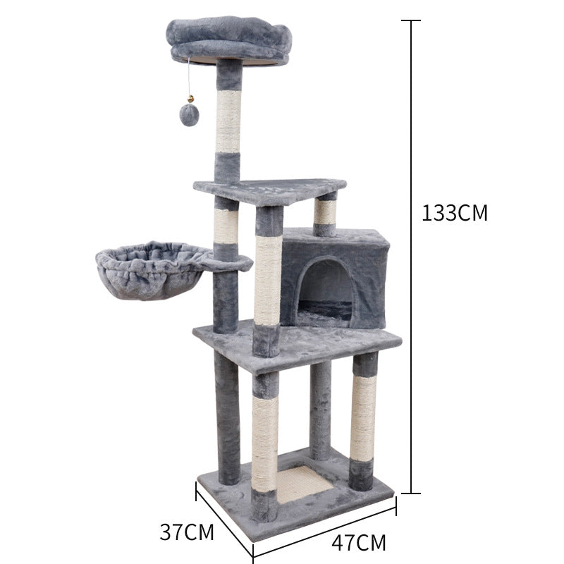 KFX-7835837 Multi-Layer Wooden Cat Climbing Platform with Plush Chamfer - 801 Light Gray or Beige