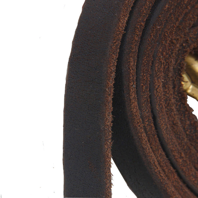 KFX-7836349 Leather Traction Rope for Medium and Large Dogs - 2 Meters, Strengthened Design for Training and Walking