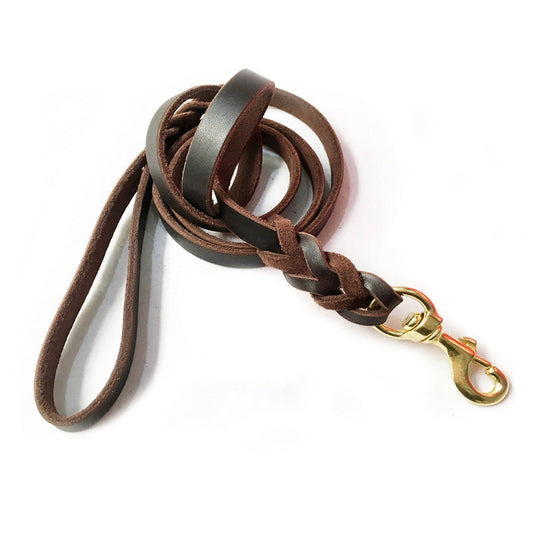 KFX-7836349 Leather Traction Rope for Medium and Large Dogs - 2 Meters, Strengthened Design for Training and Walking