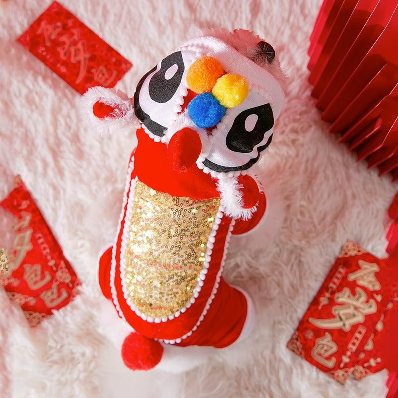 KFX-7836989 Festive Cat Outfit for Spring Festival Celebrations – Chinese New Year Clothing for Small to Medium Pets