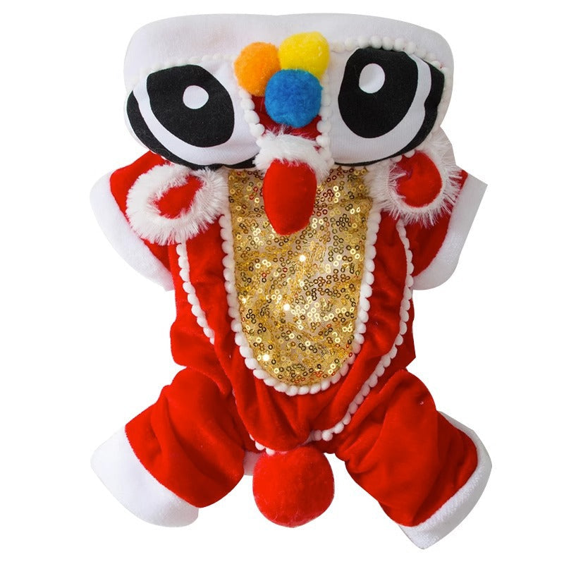 KFX-7836989 Festive Cat Outfit for Spring Festival Celebrations – Chinese New Year Clothing for Small to Medium Pets