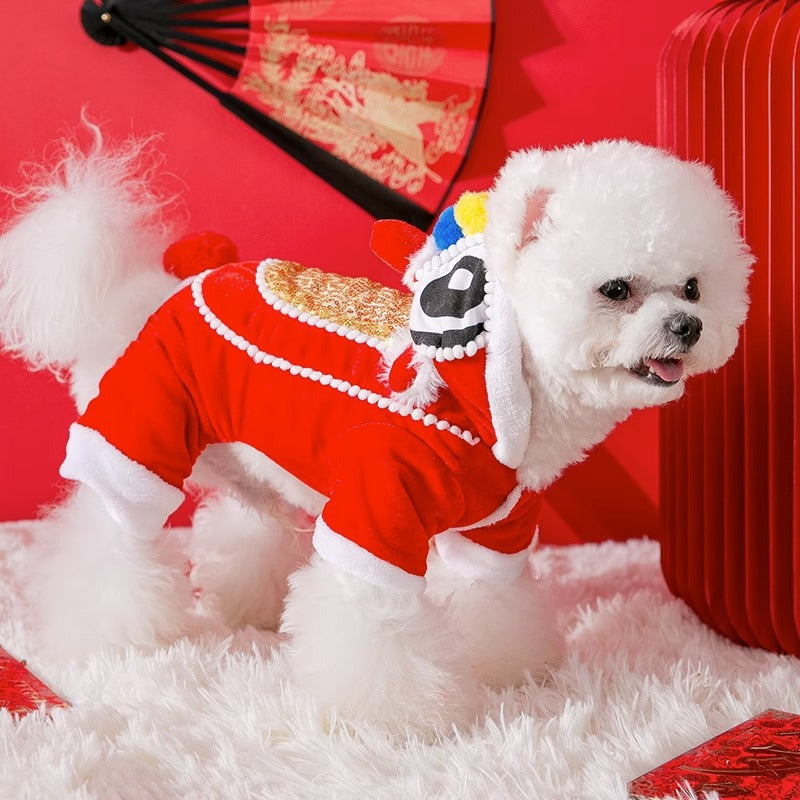 KFX-7836989 Festive Cat Outfit for Spring Festival Celebrations – Chinese New Year Clothing for Small to Medium Pets