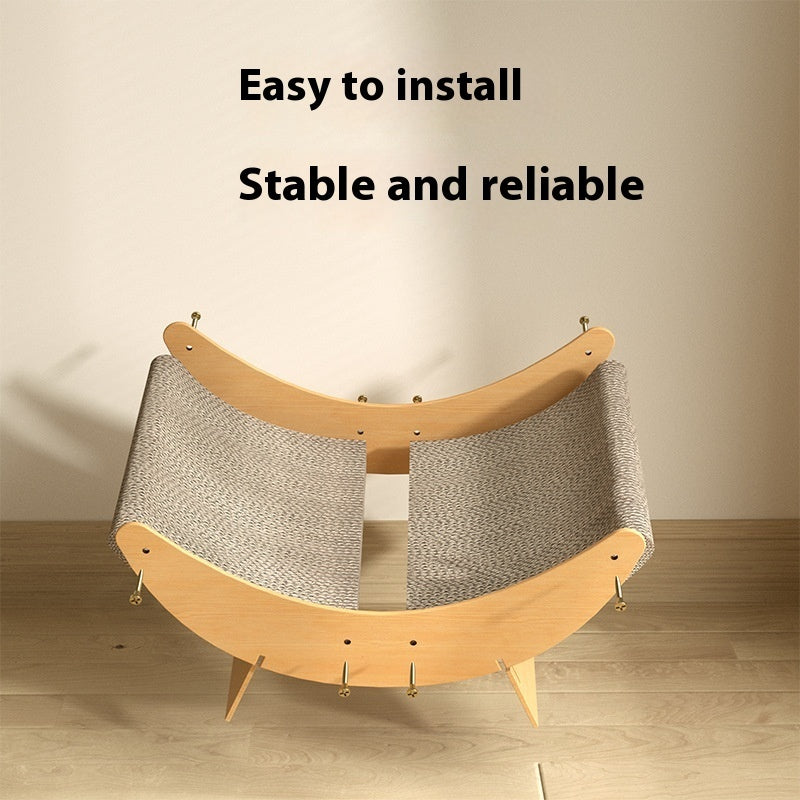 KFX-7839805 Cat House Hammock with Scratching Board and Toy for Cats, Moon Nest Design, Made of High-Density MDF Corrugated Paper