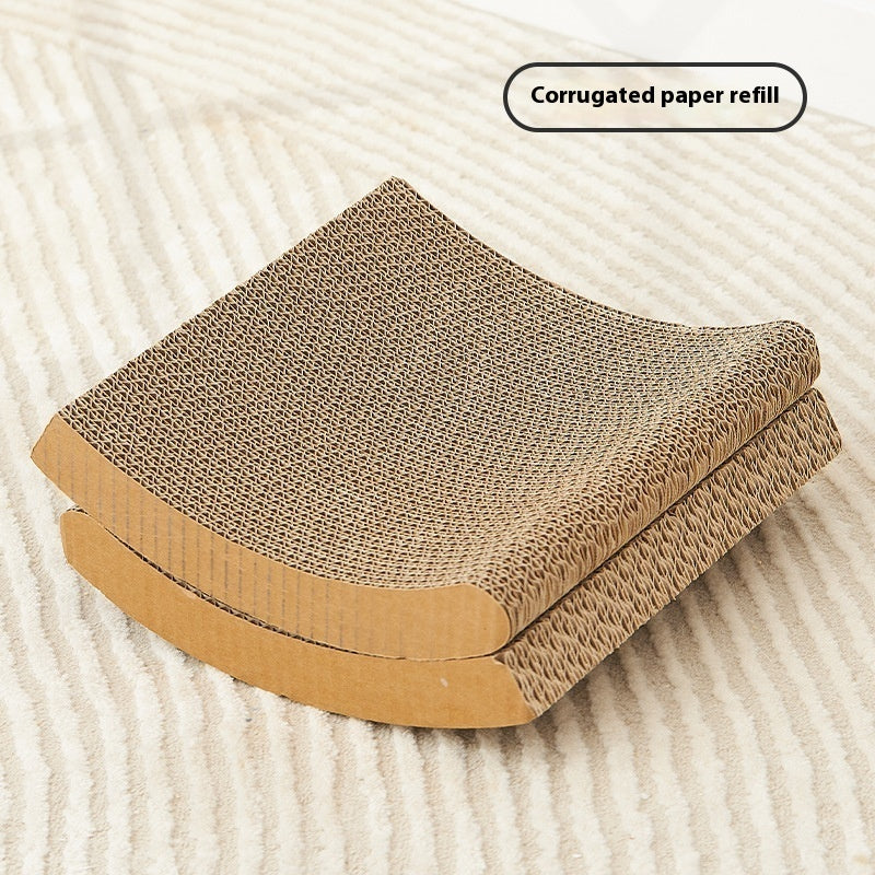 KFX-7839805 Cat House Hammock with Scratching Board and Toy for Cats, Moon Nest Design, Made of High-Density MDF Corrugated Paper