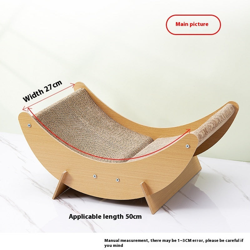 KFX-7839805 Cat House Hammock with Scratching Board and Toy for Cats, Moon Nest Design, Made of High-Density MDF Corrugated Paper
