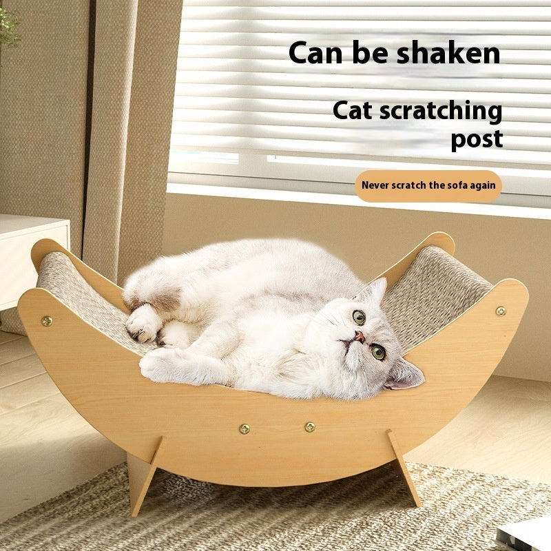 KFX-7839805 Cat House Hammock with Scratching Board and Toy for Cats, Moon Nest Design, Made of High-Density MDF Corrugated Paper