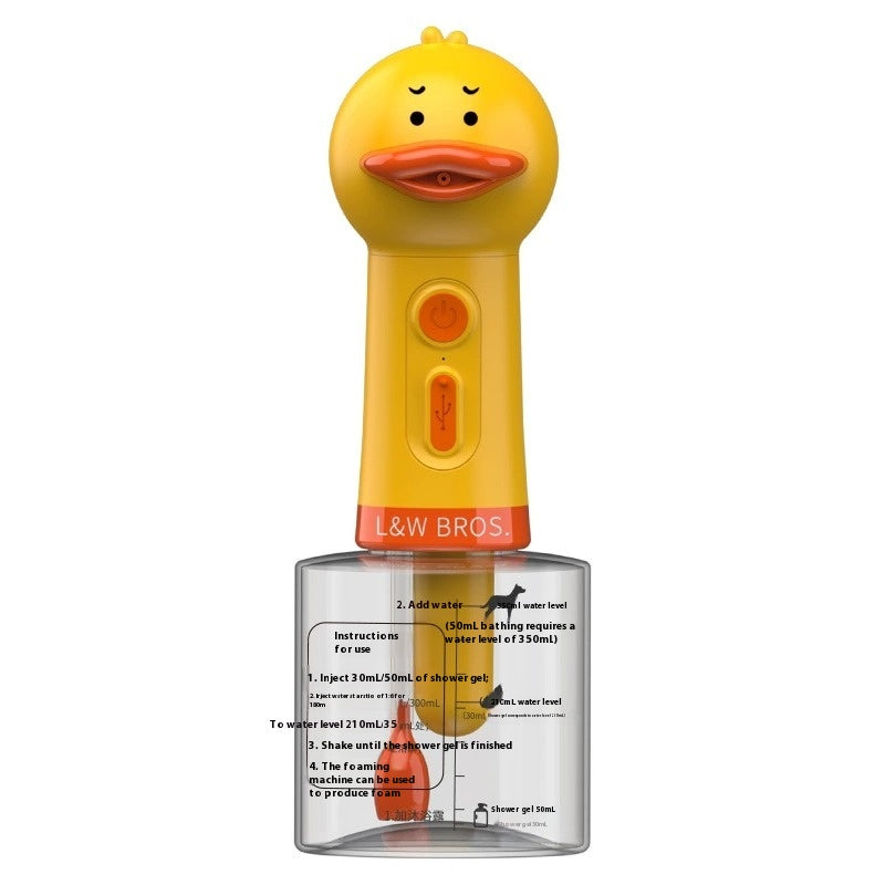 KFX-7840189 Small Yellow Duck Bath Bubble Machine with 400ml Capacity and Shower Gel