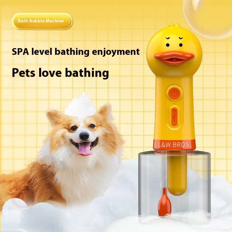 KFX-7840189 Small Yellow Duck Bath Bubble Machine with 400ml Capacity and Shower Gel